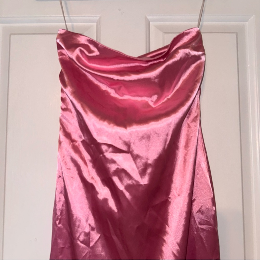 Princess Polly satin pink Shaya Strapless Maxi Dress tie bow back 4 NWT - Picture 5 of 15